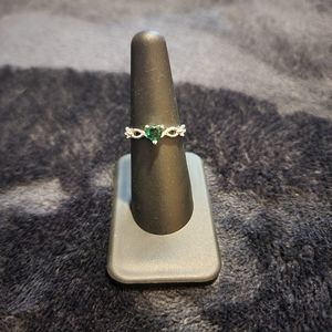 3/$10 Silver ring with Green stone & cz's